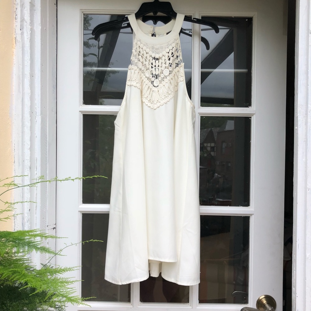 LF white lace embellished dress